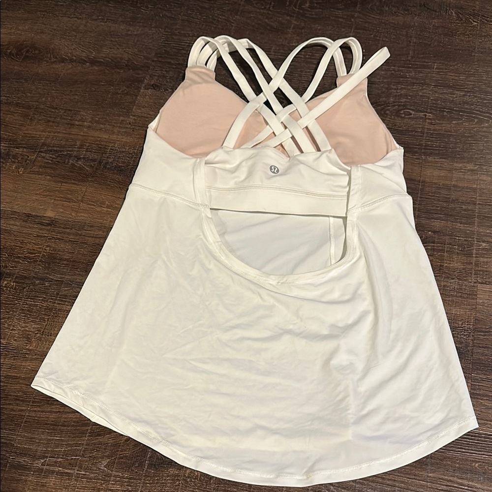 Lululemon White Tank Top with Built in Sports Bra